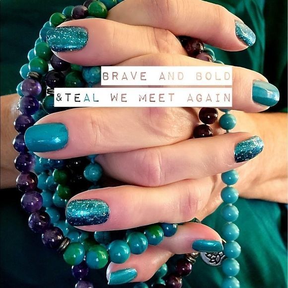 Color Street- Brave and Bold, shimmery teal nail strip set - Picture 14 of 15
